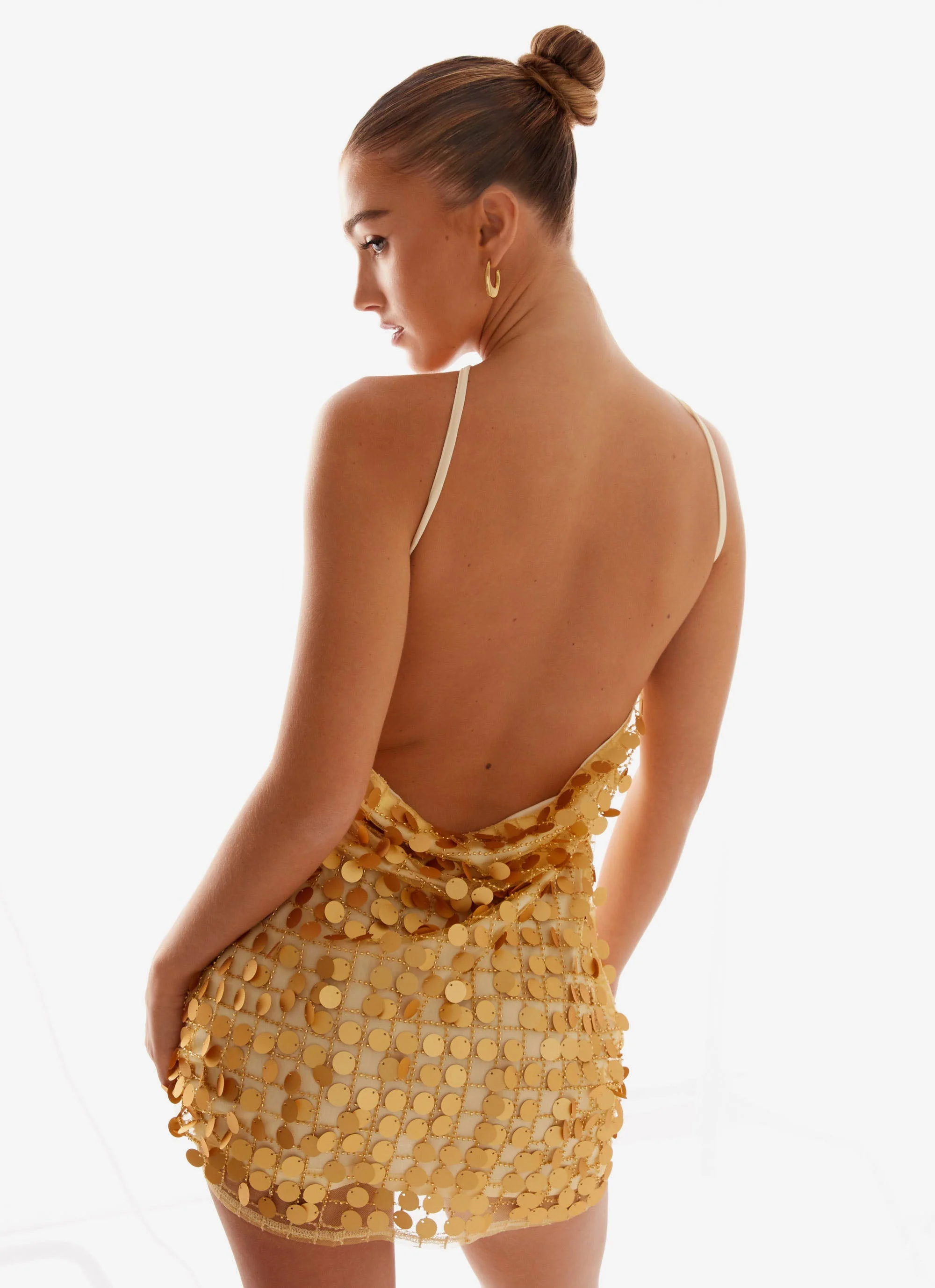 Xander Sequin Mini Dress - Gold - Image 4