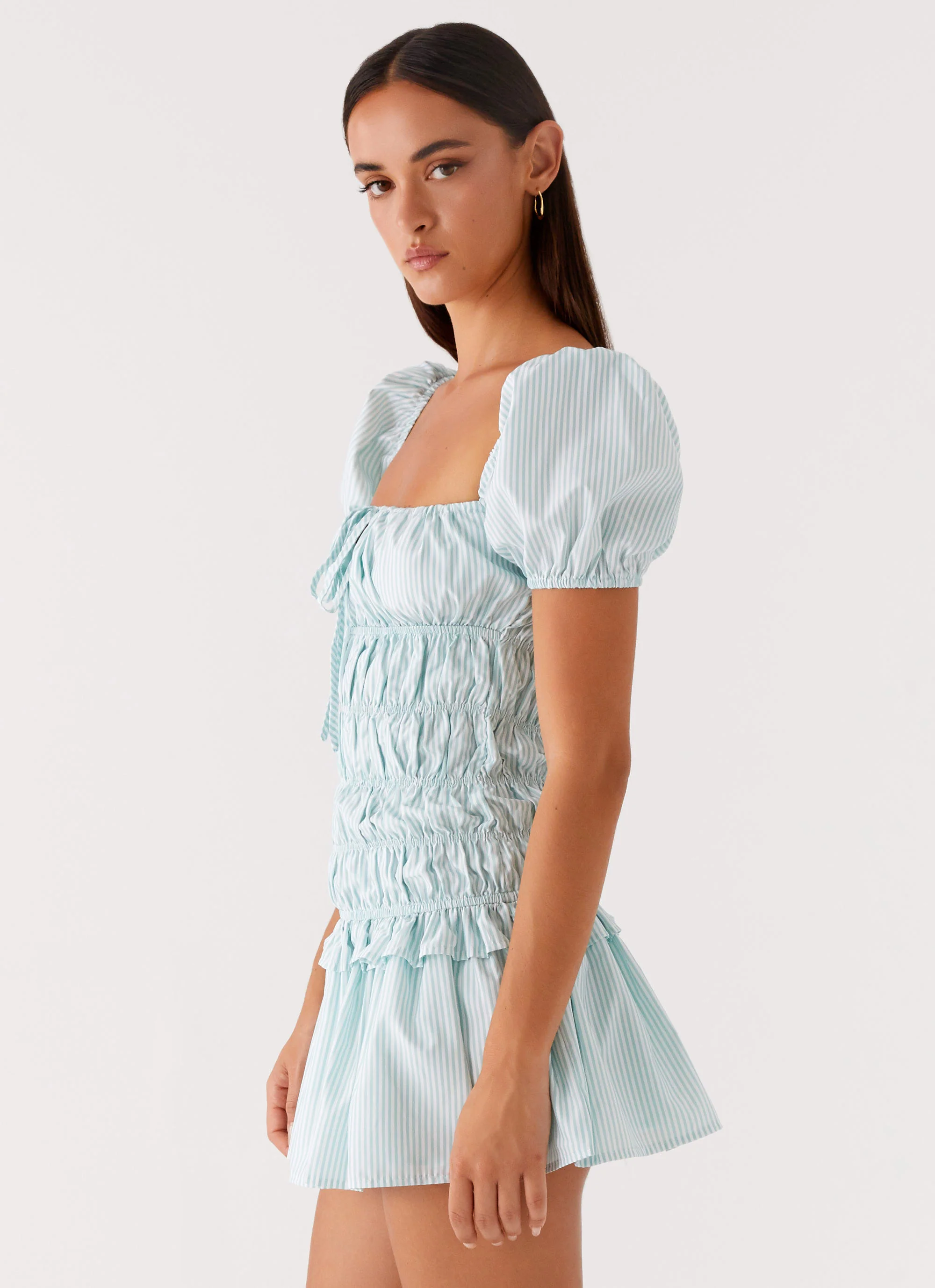 Yolene Mini Dress - Green Gingham - Image 3
