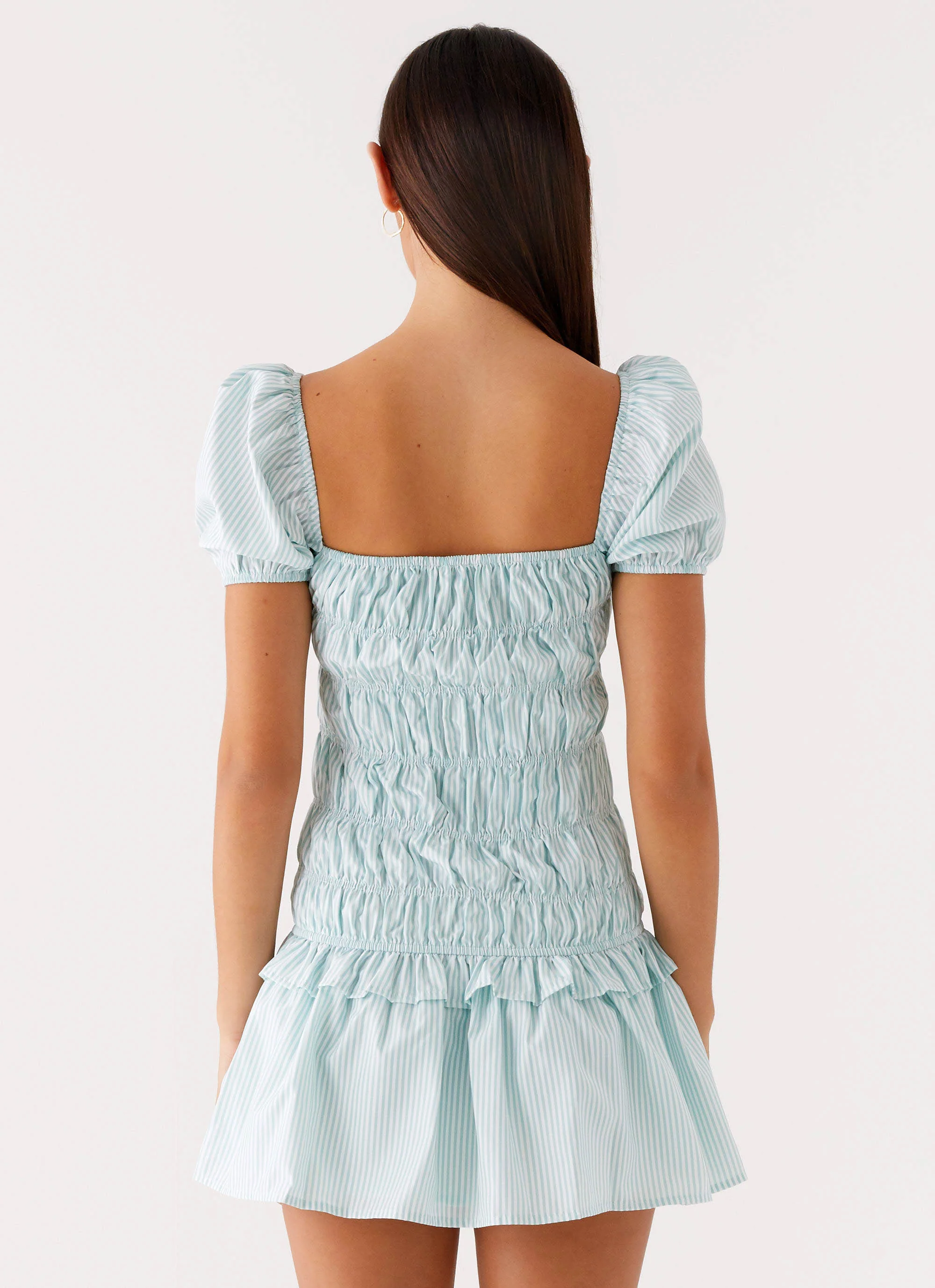 Yolene Mini Dress - Green Gingham - Image 4