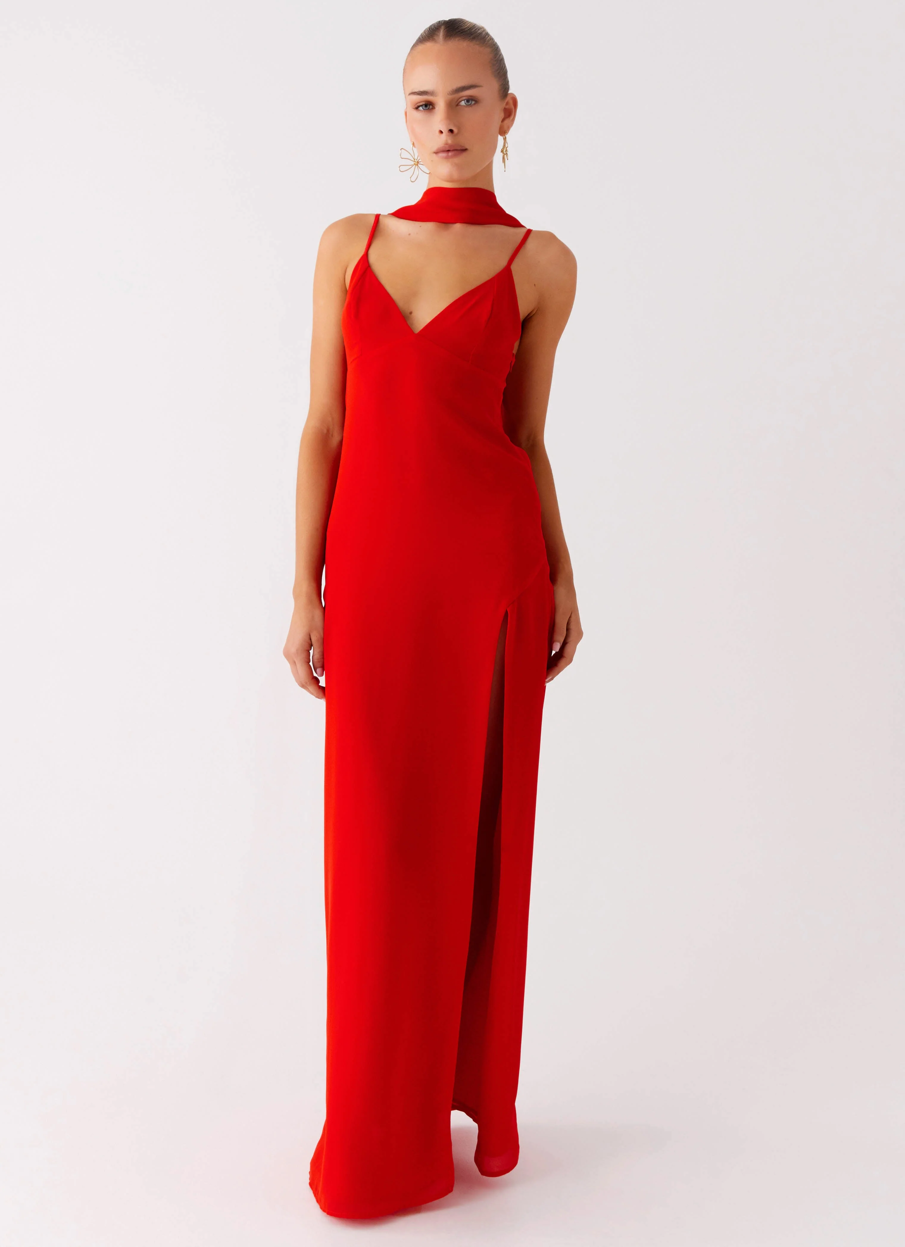Yorke Scarf Maxi Dress - Raspberry Red - Image 5