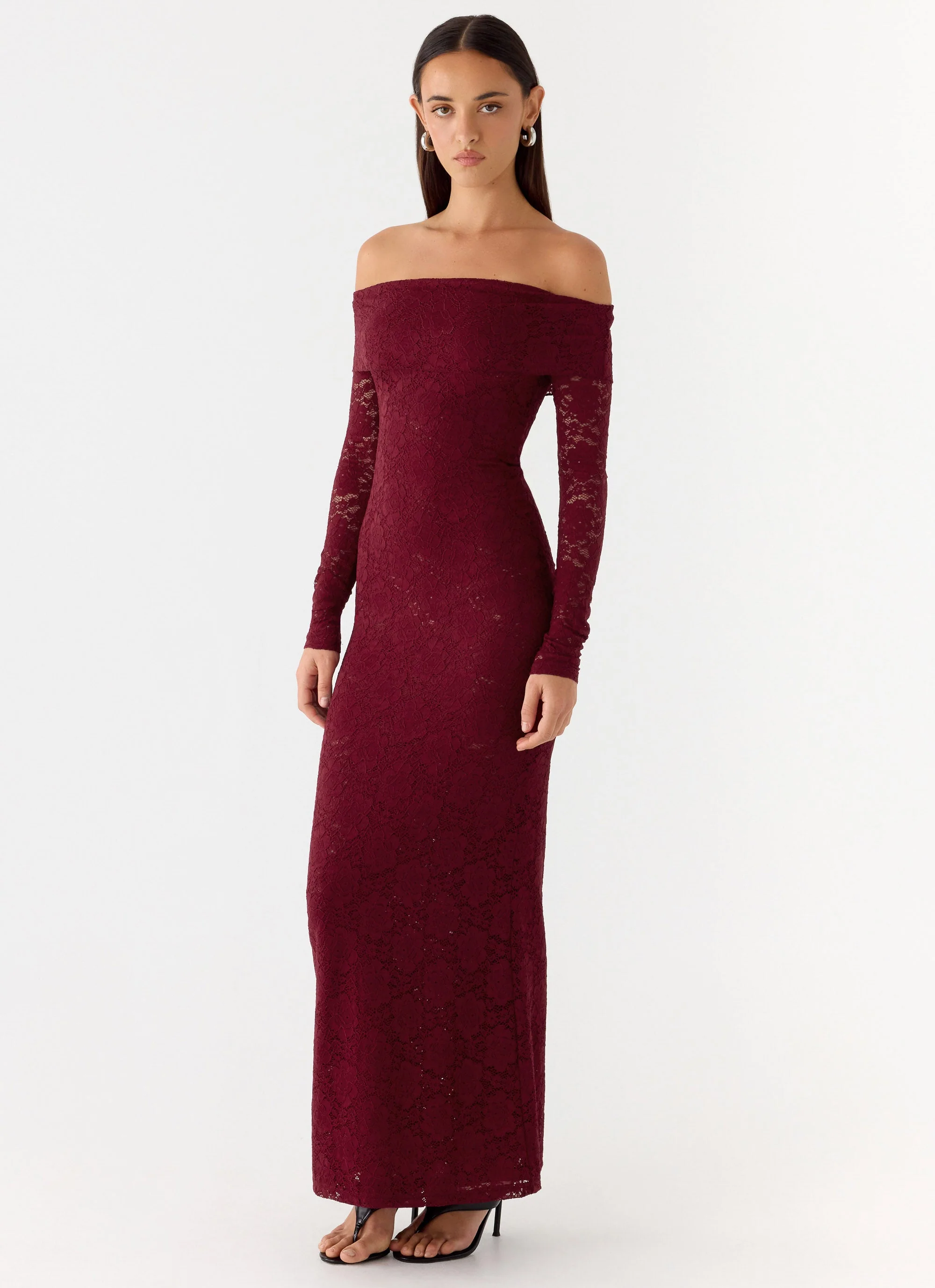 Yours Always Lace Maxi Dress - Merlot - Image 4