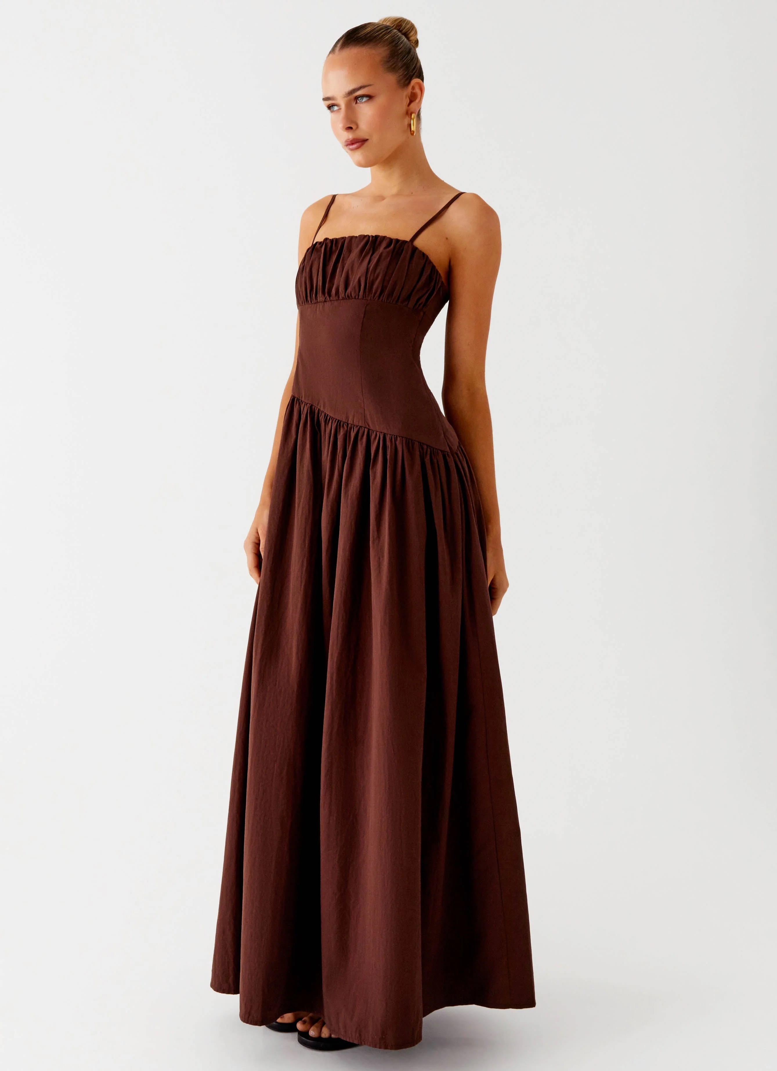 Yuna Drop Waist Maxi Dress - Chocolate - Image 5