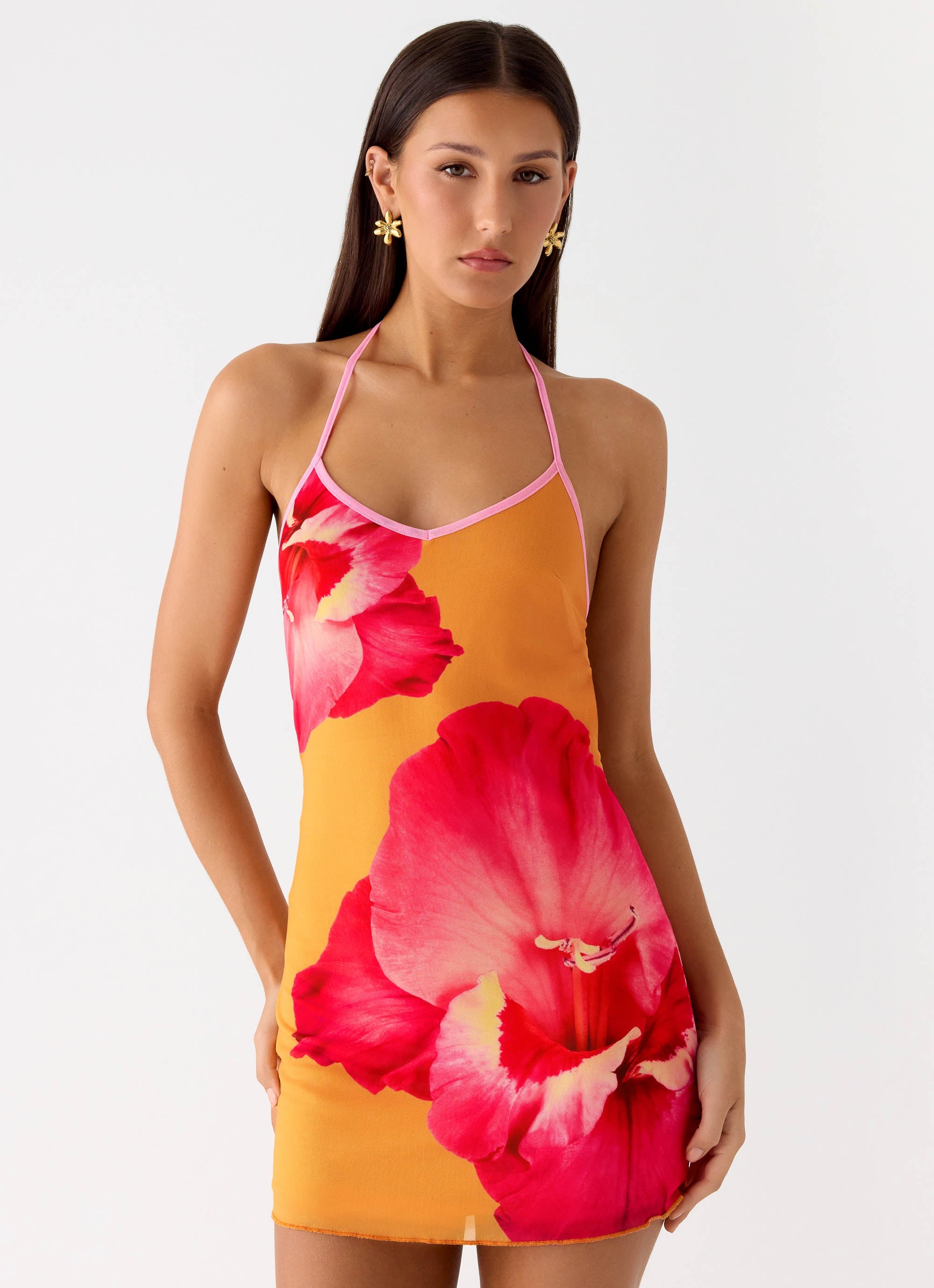 Yura Mini Dress - Orange Floral Spritz - Image 5