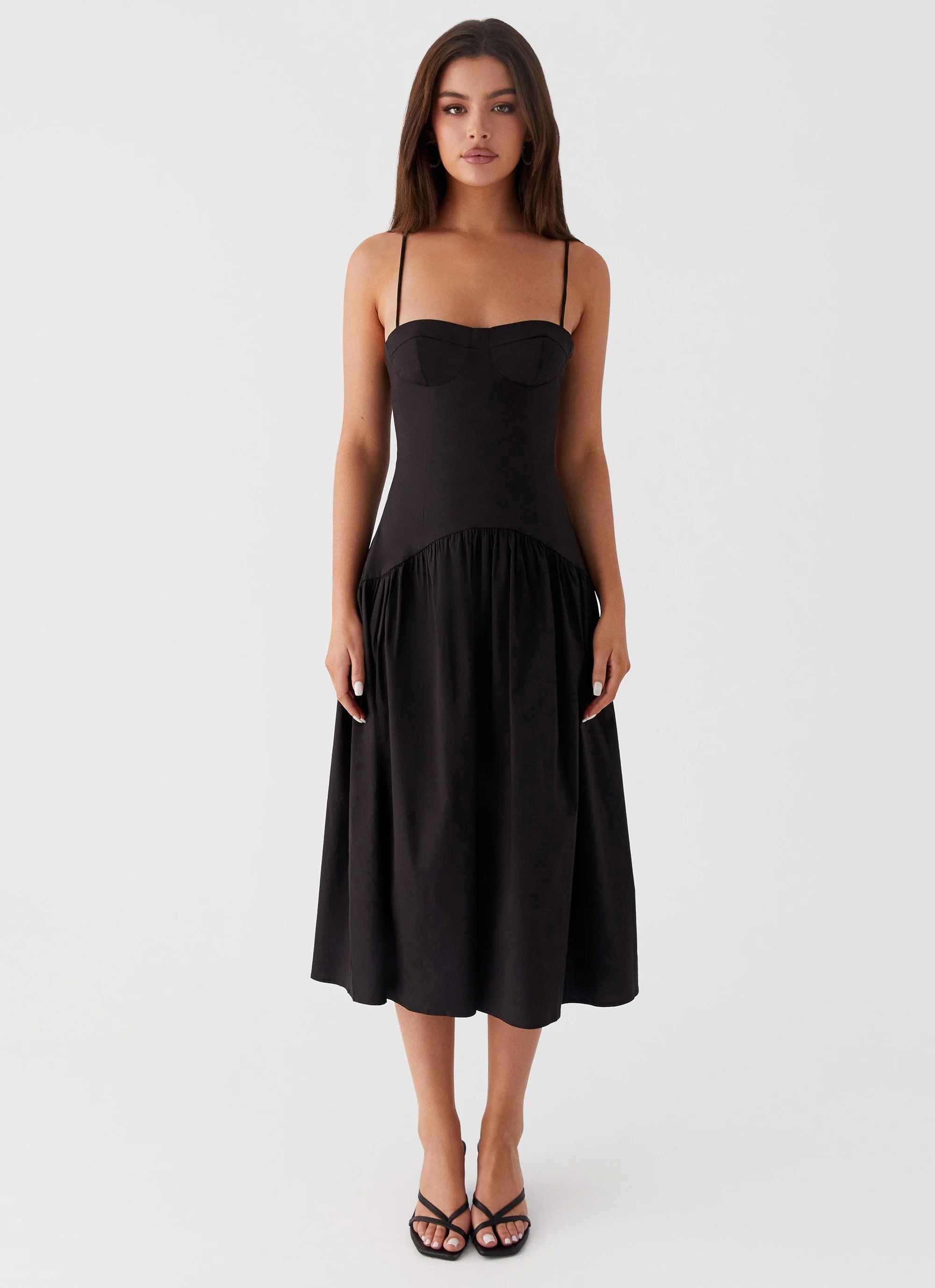 Yvette Corset Midi Dress - Black - Image 6