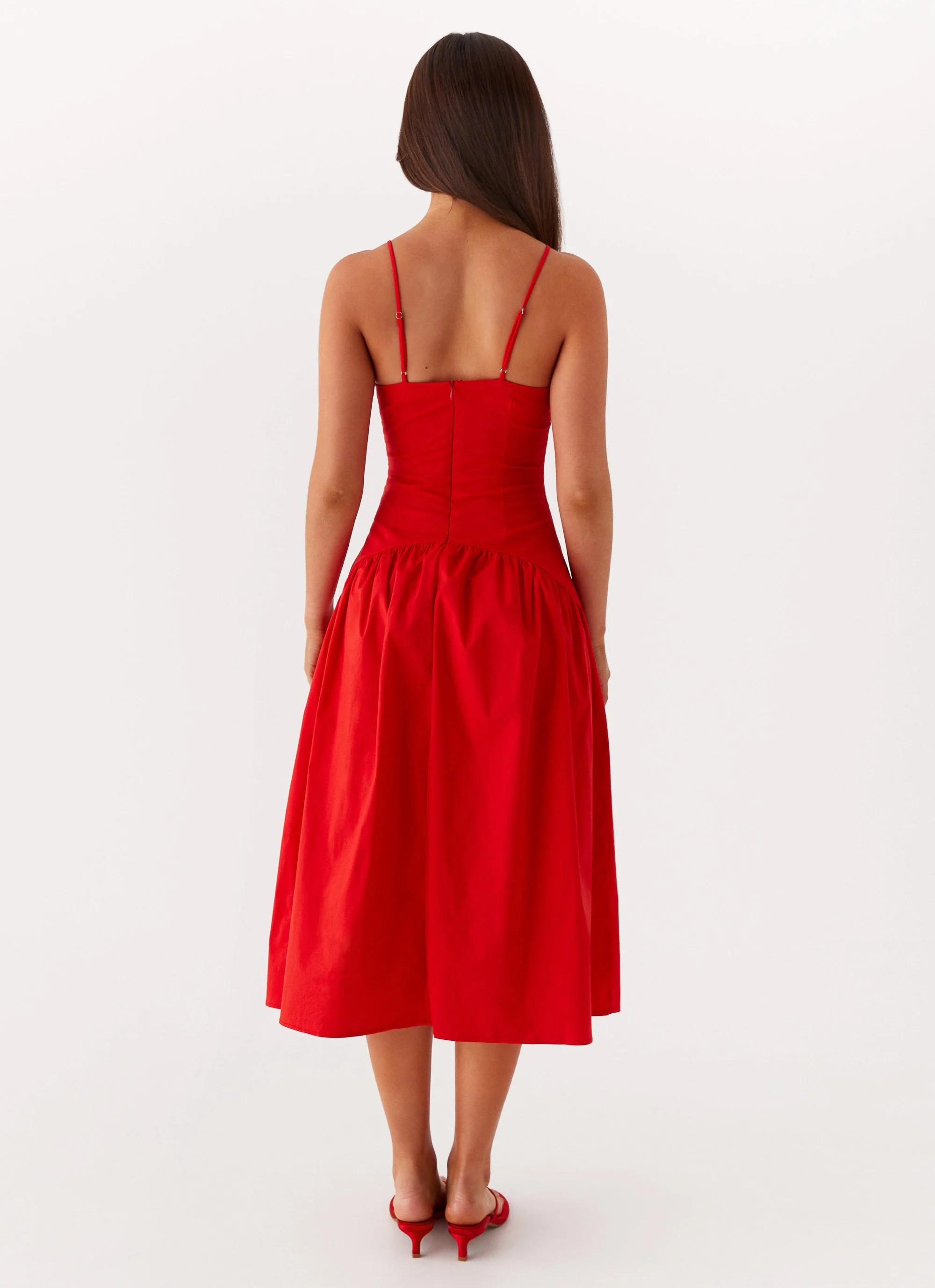 Yvette Corset Midi Dress - Red - Image 3