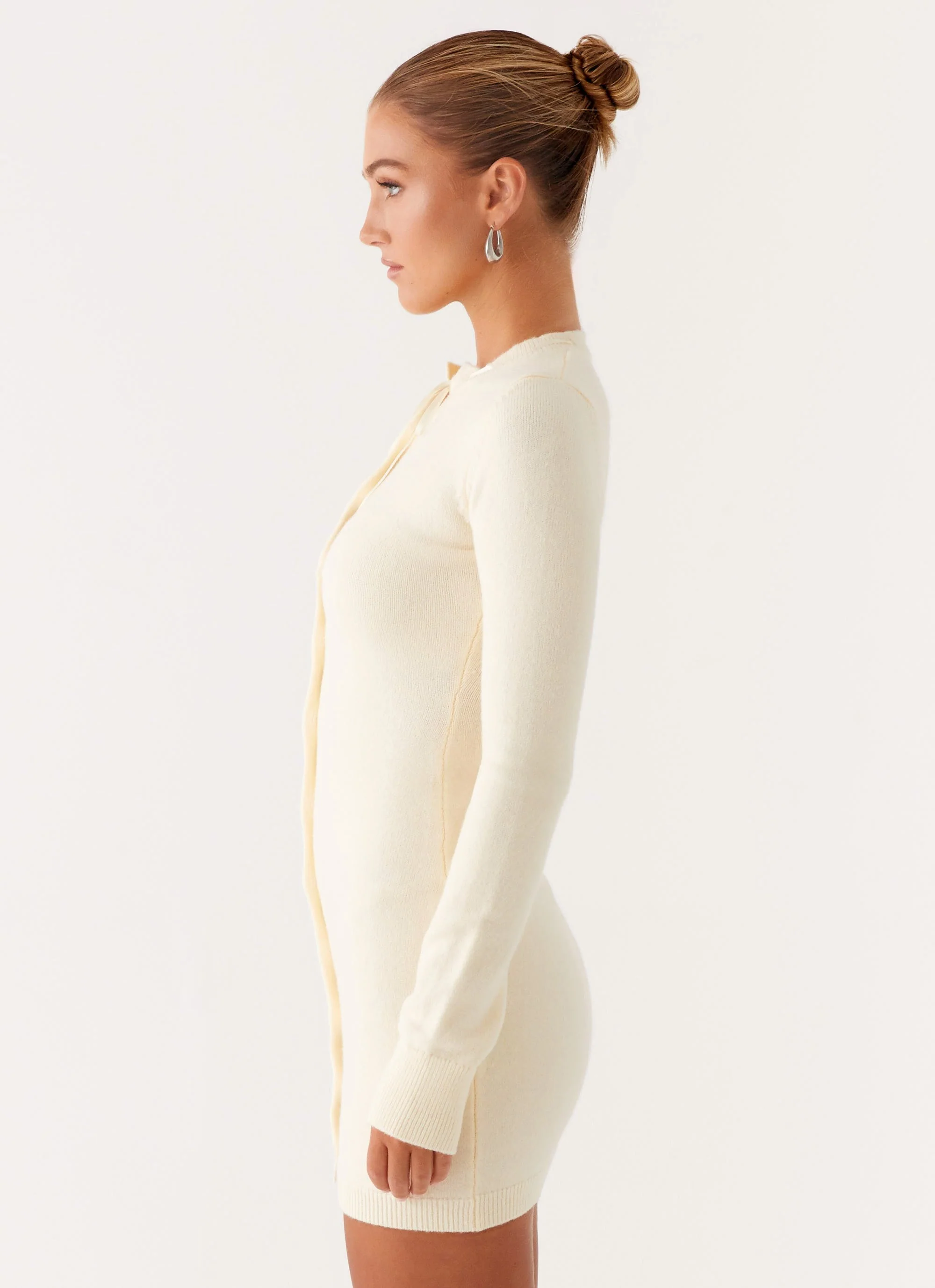 Zaffia Knit Mini Dress - Ivory - Image 4