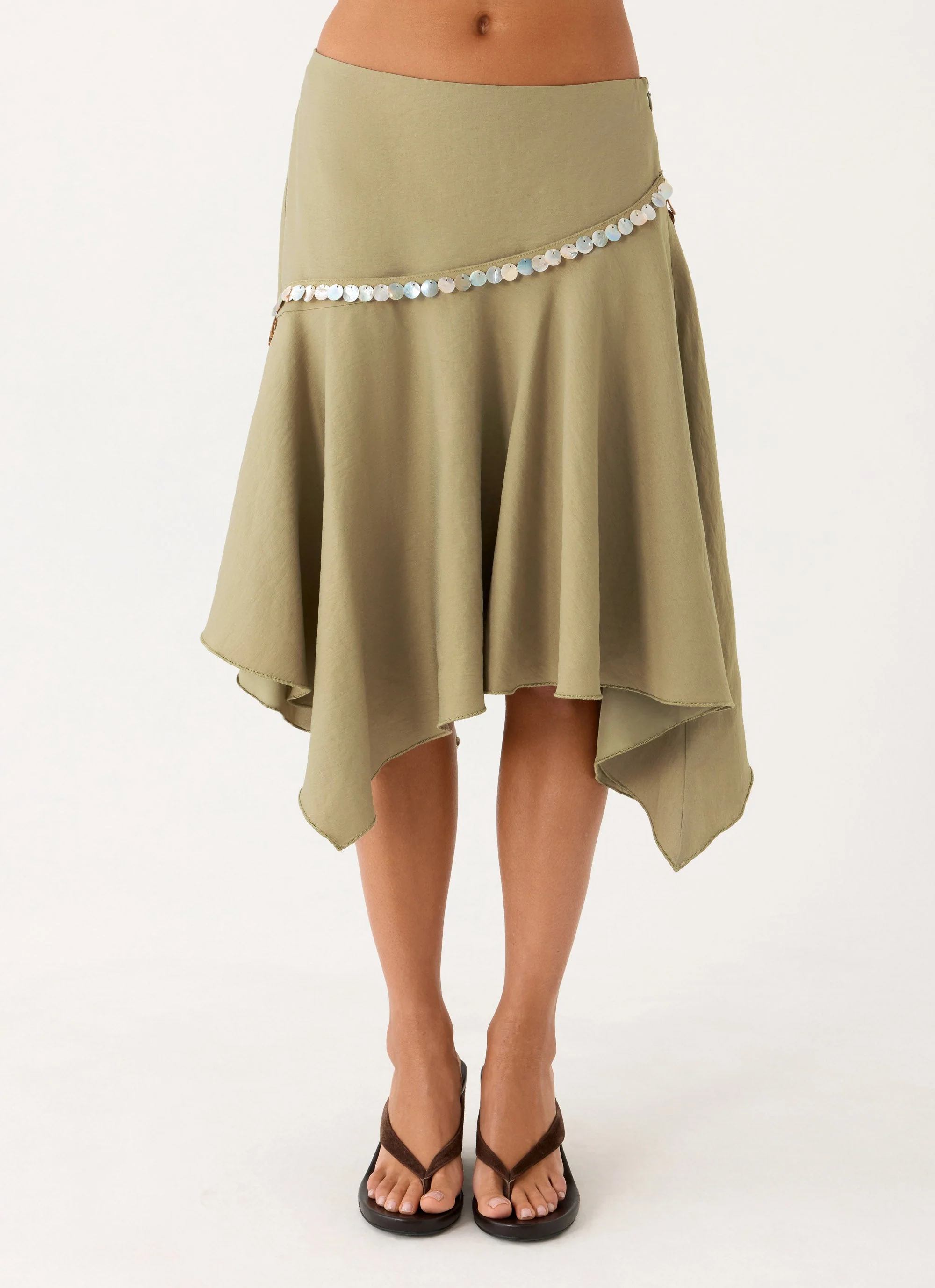 Zafira Midi Skirt - Pale Olive