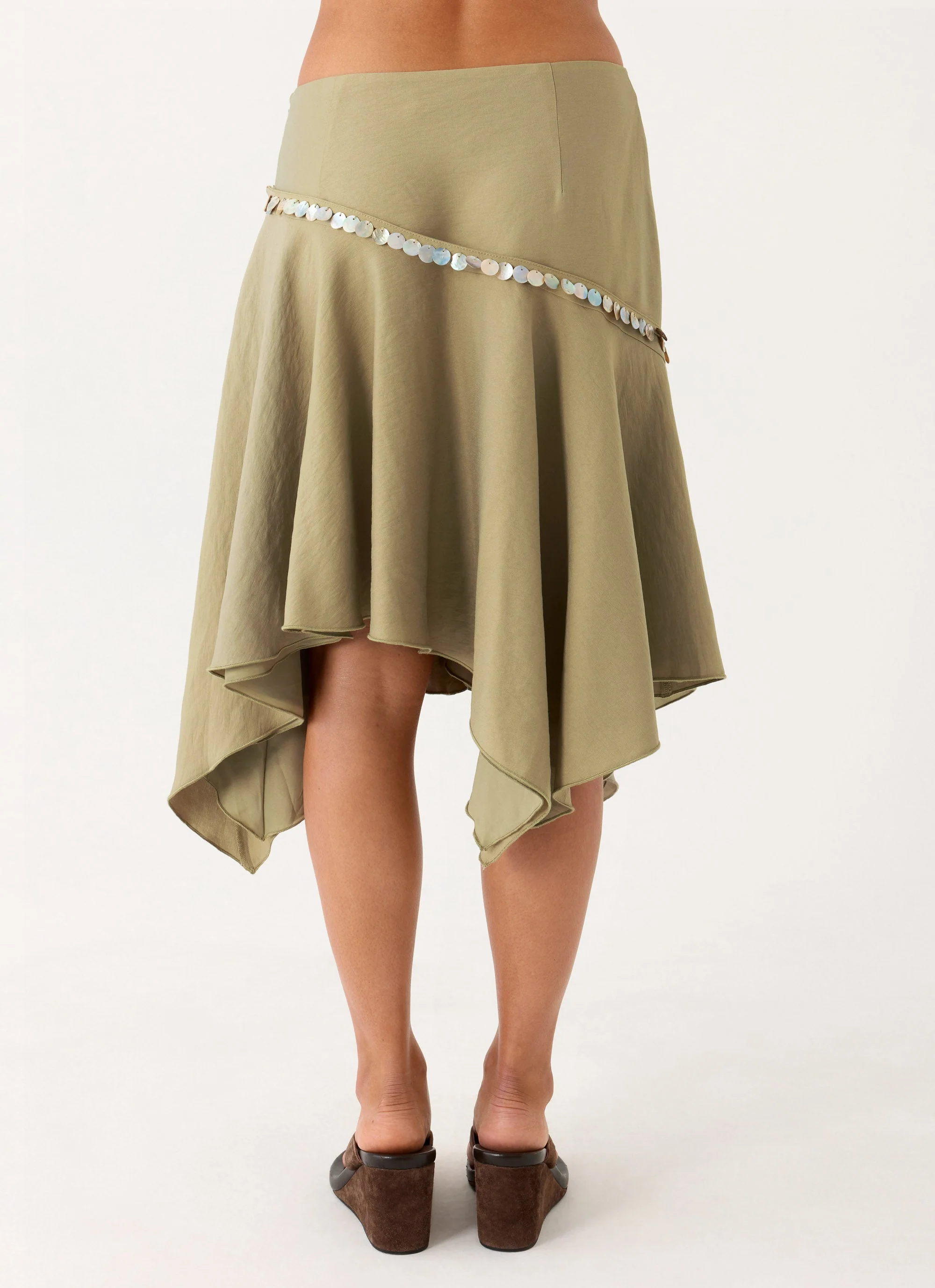 Zafira Midi Skirt - Pale Olive - Image 5