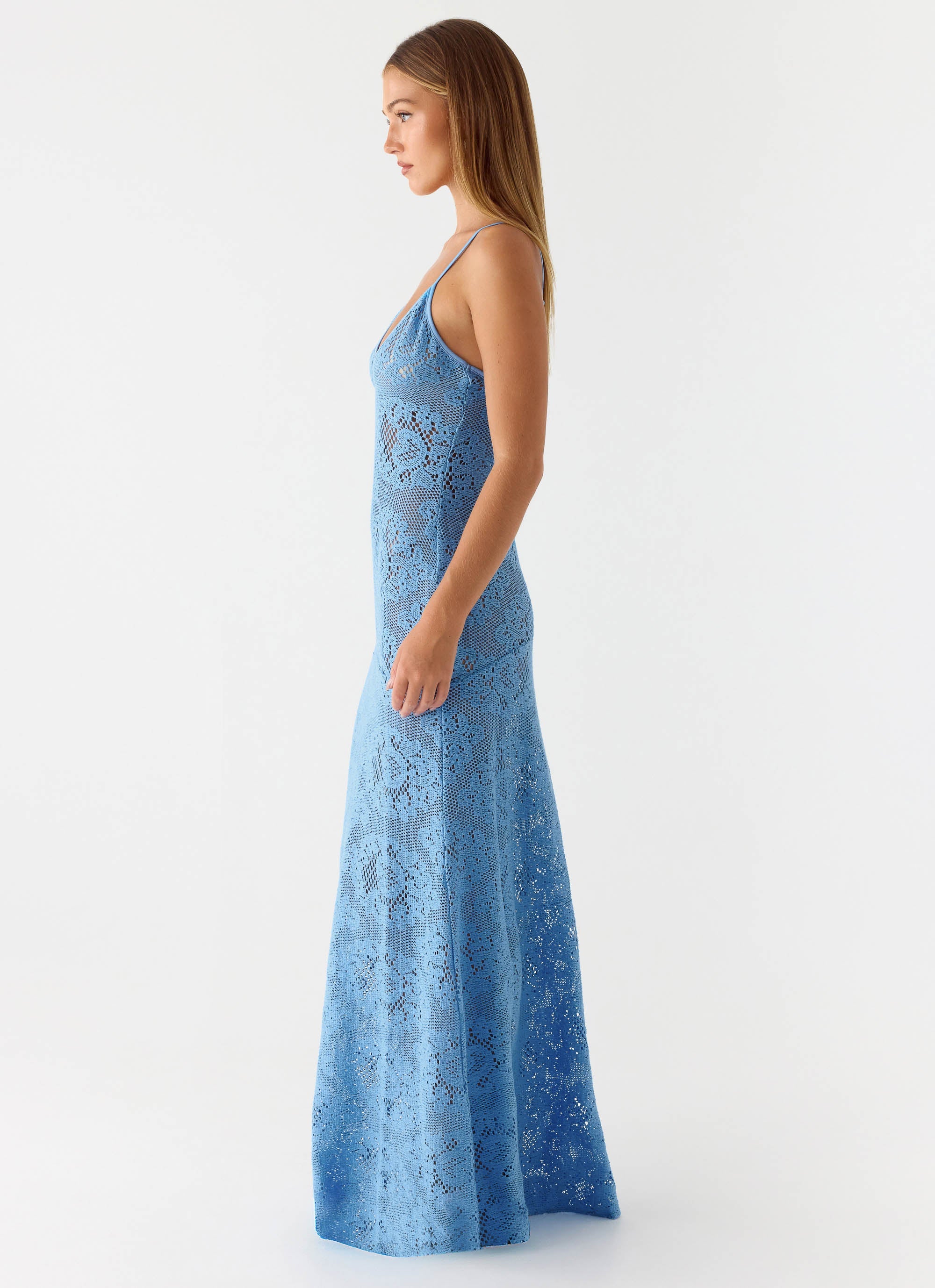 Zelella Crochet Maxi Dress - Bright Blue - Image 6