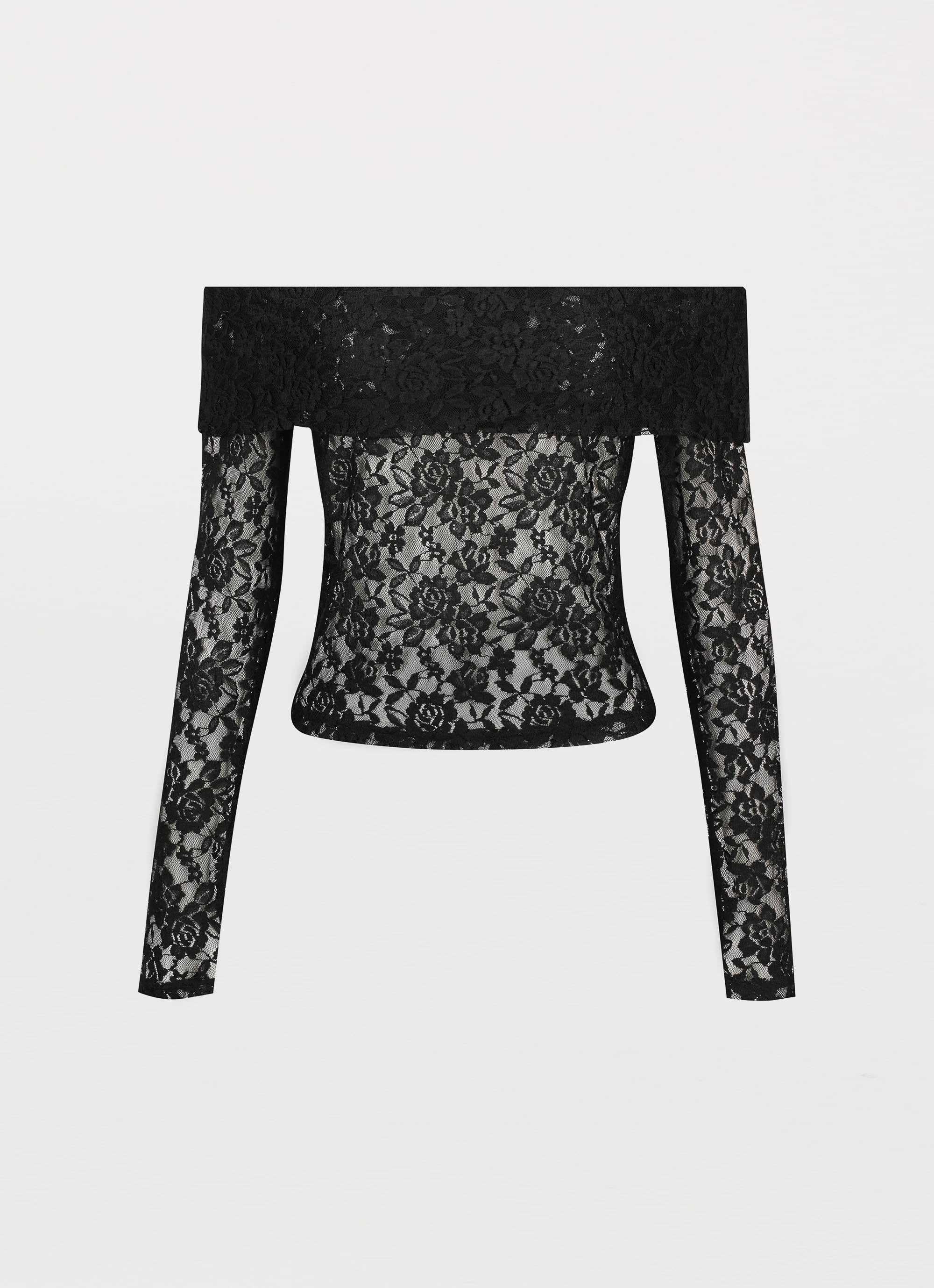 Zephyra Lace Long Sleeve Top - Black - Image 3