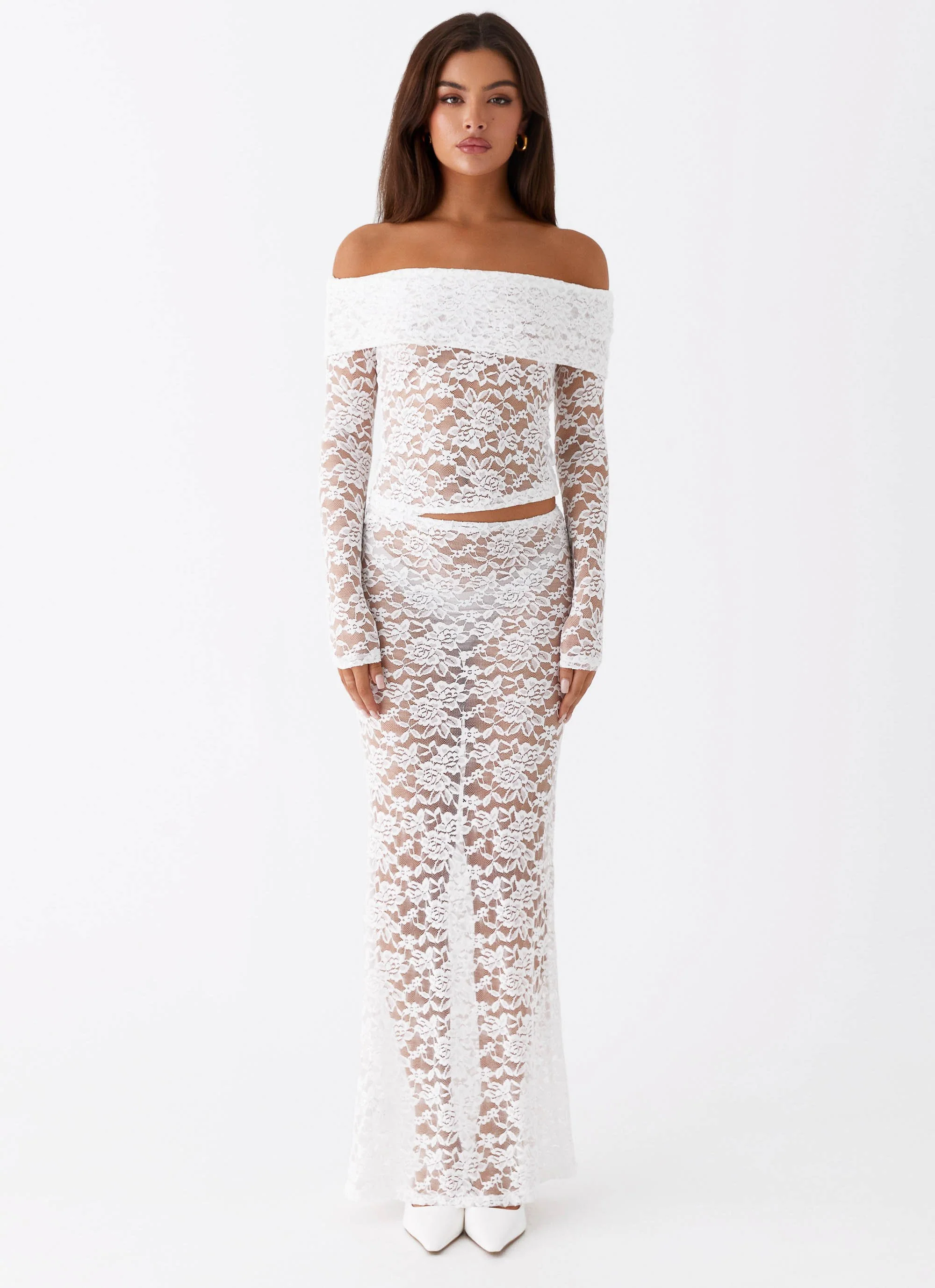 Zephyra Lace Long Sleeve Top - White - Image 8