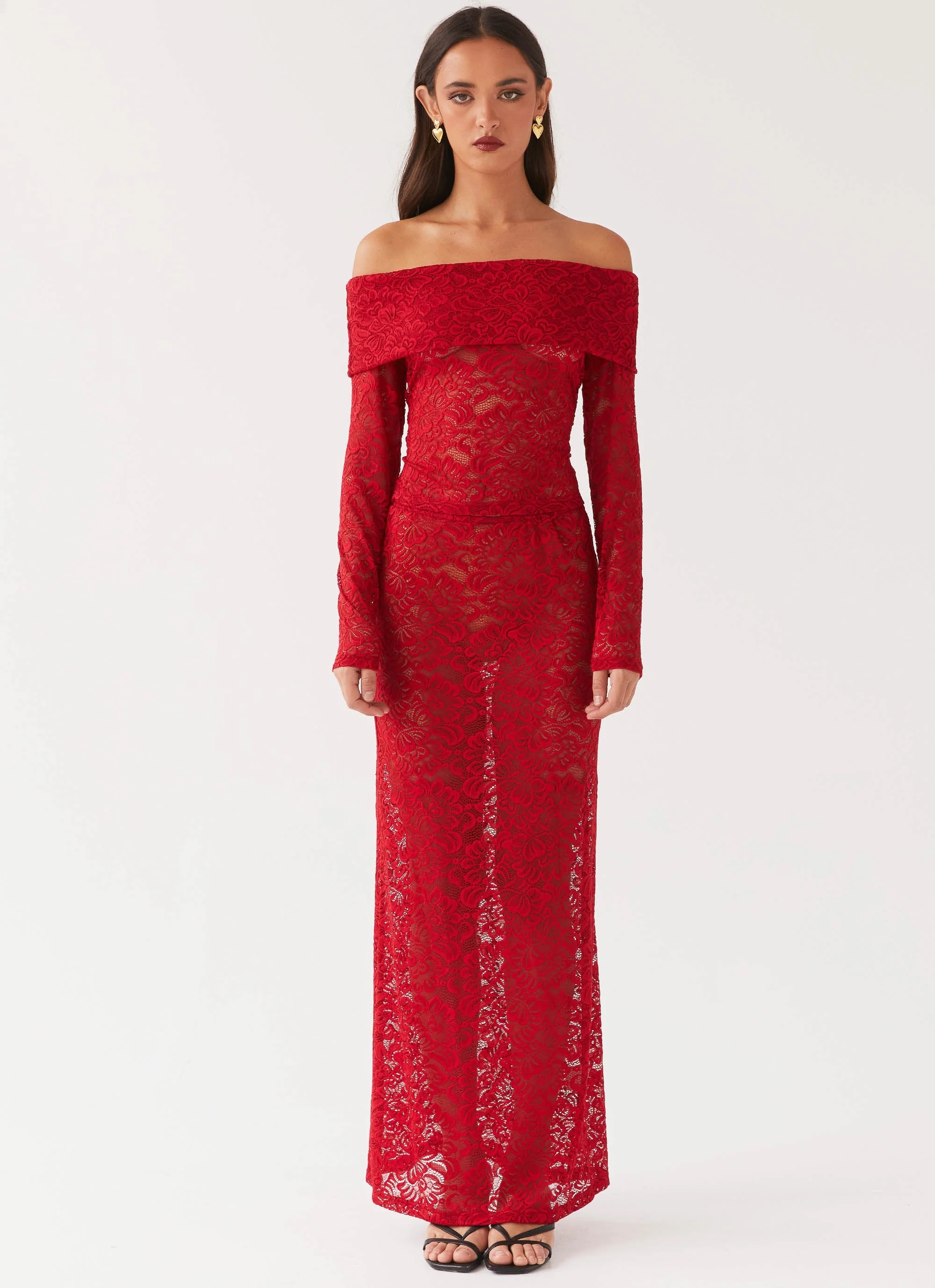 Zephyra Lace Maxi Skirt - Red - Image 3