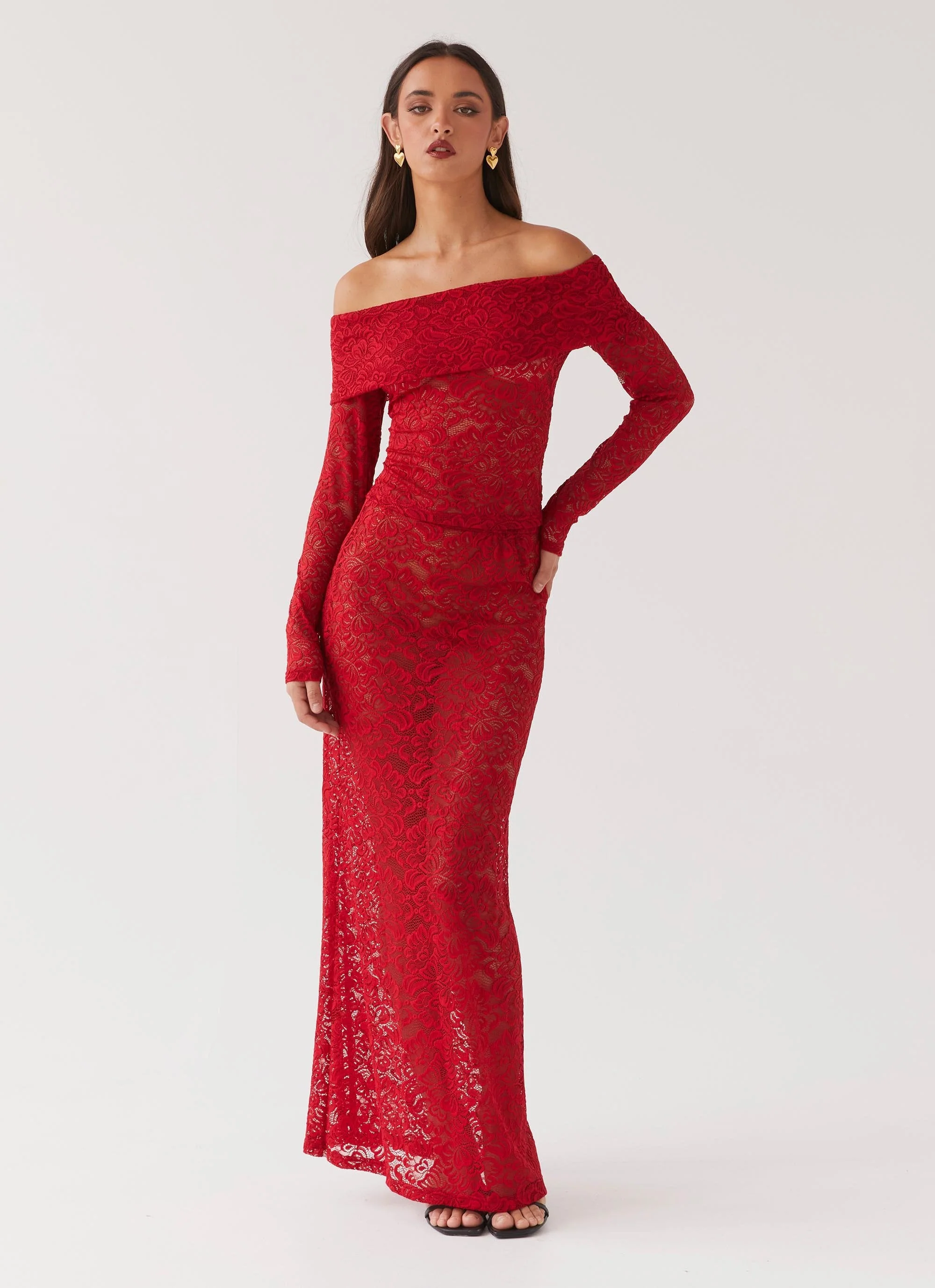 Zephyra Lace Maxi Skirt - Red - Image 7
