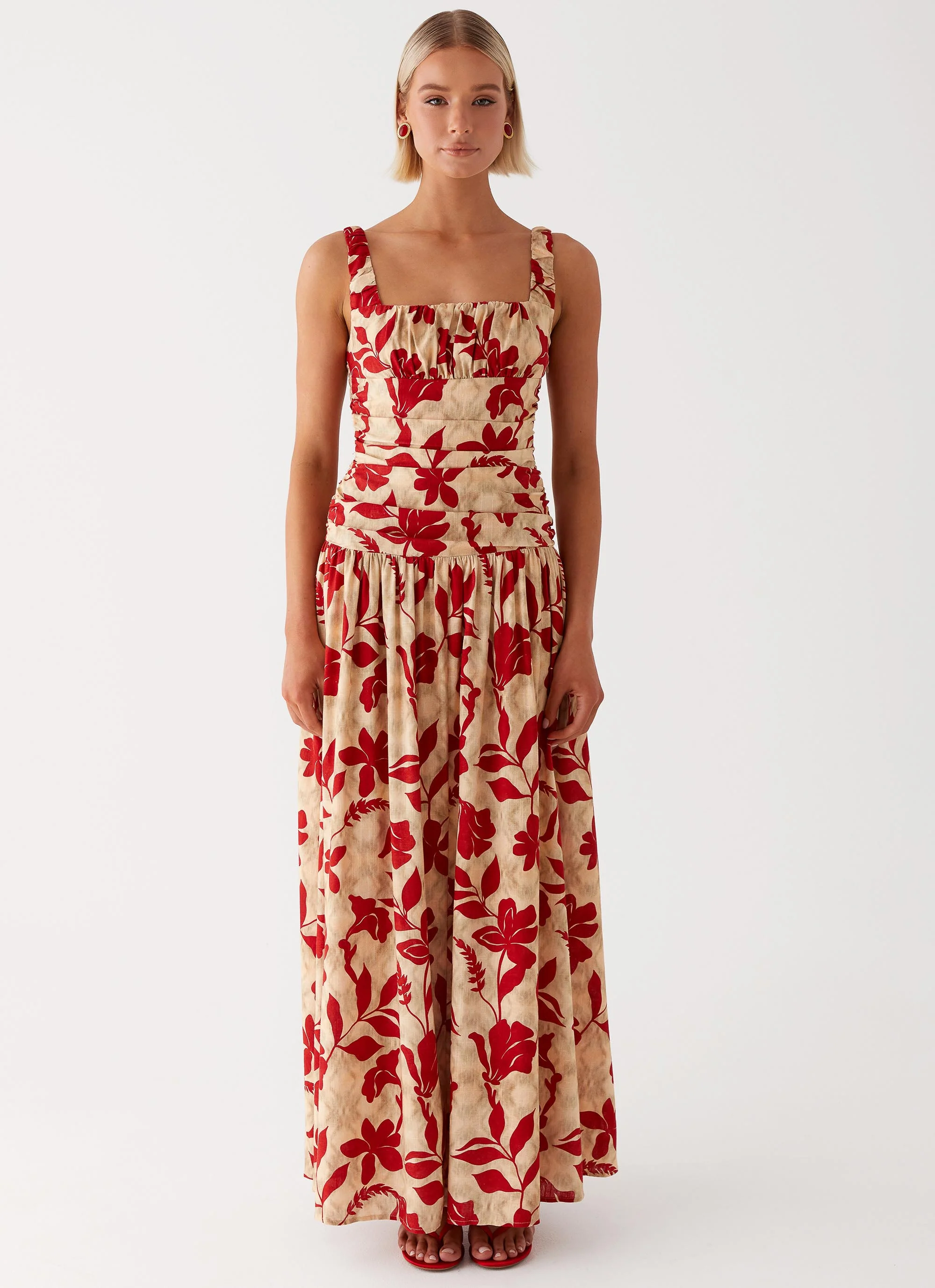 Zinna Linen Maxi Dress - Red - Image 5