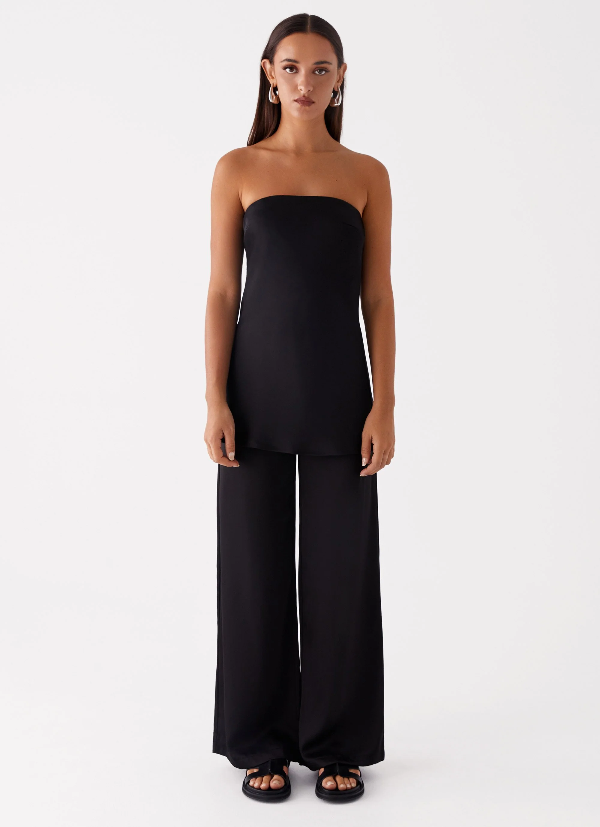 Zoey Satin Tube Top - Black - Image 2
